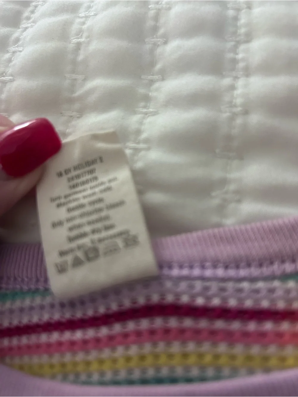 Gymboree Rainbow Striped Thermal Pajama Set with Lavender Trim. Size 12
